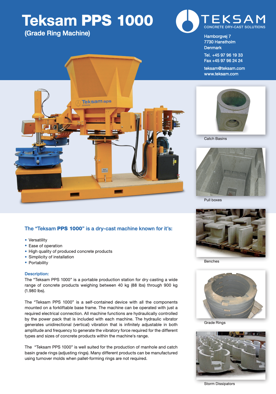 Brochure on Teksam PPS1000 machine